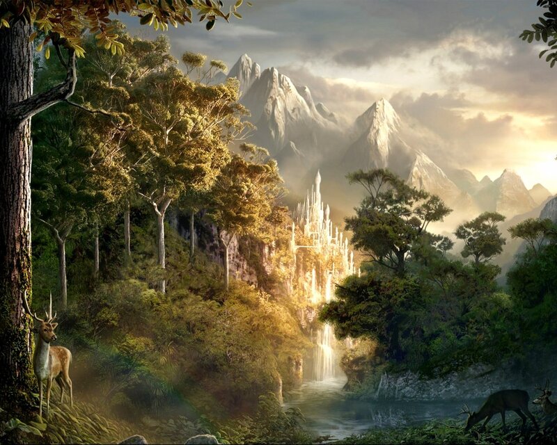 Fantasy castle in a forest