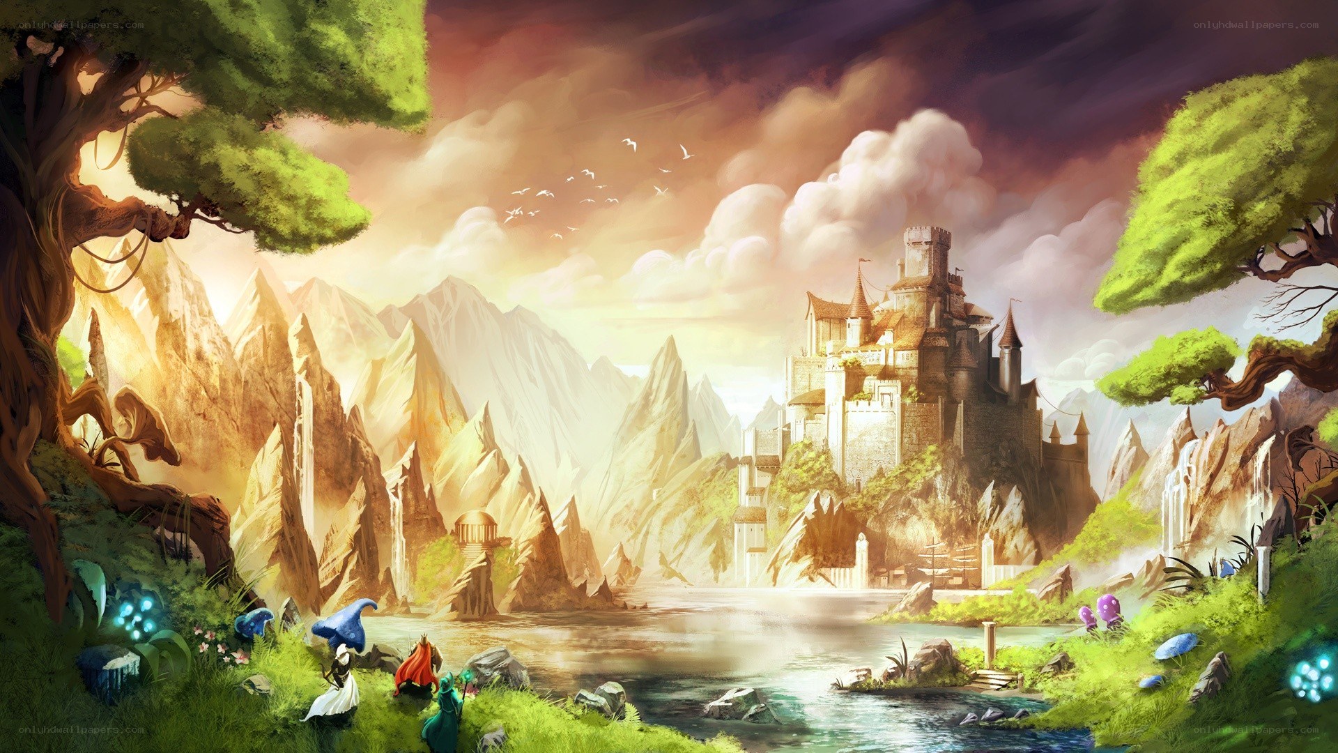 Fantasy castle in a magical valley