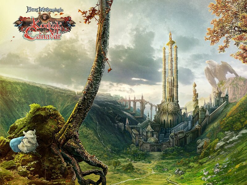 Fantasy castle in a valley