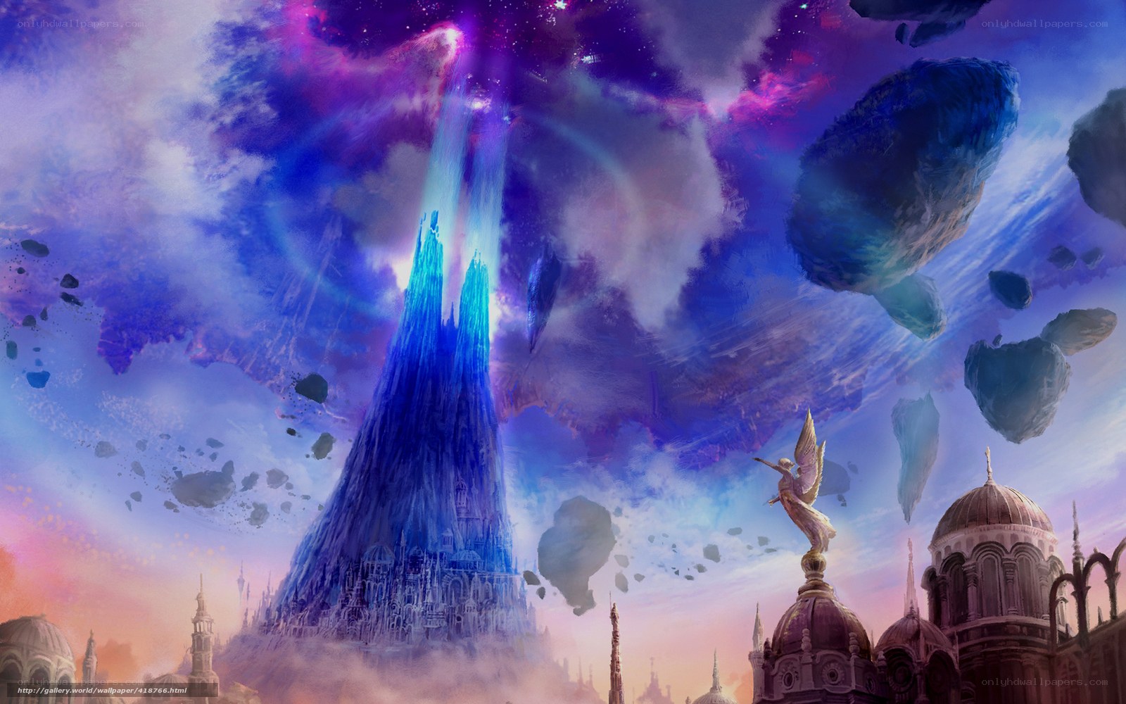 Fantasy castle in cosmic sky