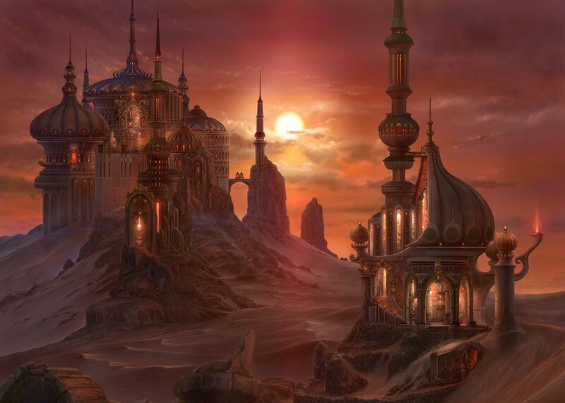 Fantasy Castle in Desert — Orange