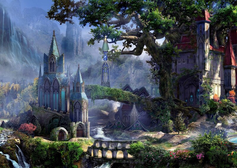 Fantasy Castle in Forest — Green