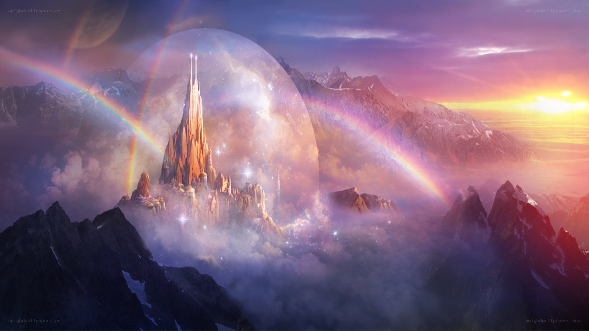 Fantasy castle in mountain realm