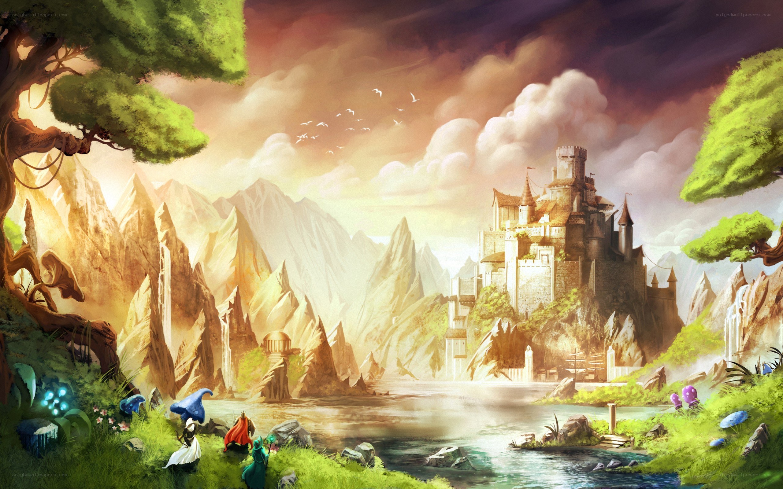 Fantasy castle in mountain valley