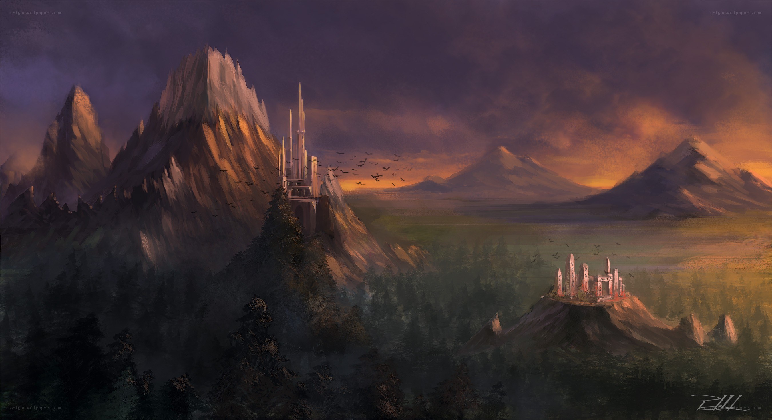 Fantasy castle in mountain valley