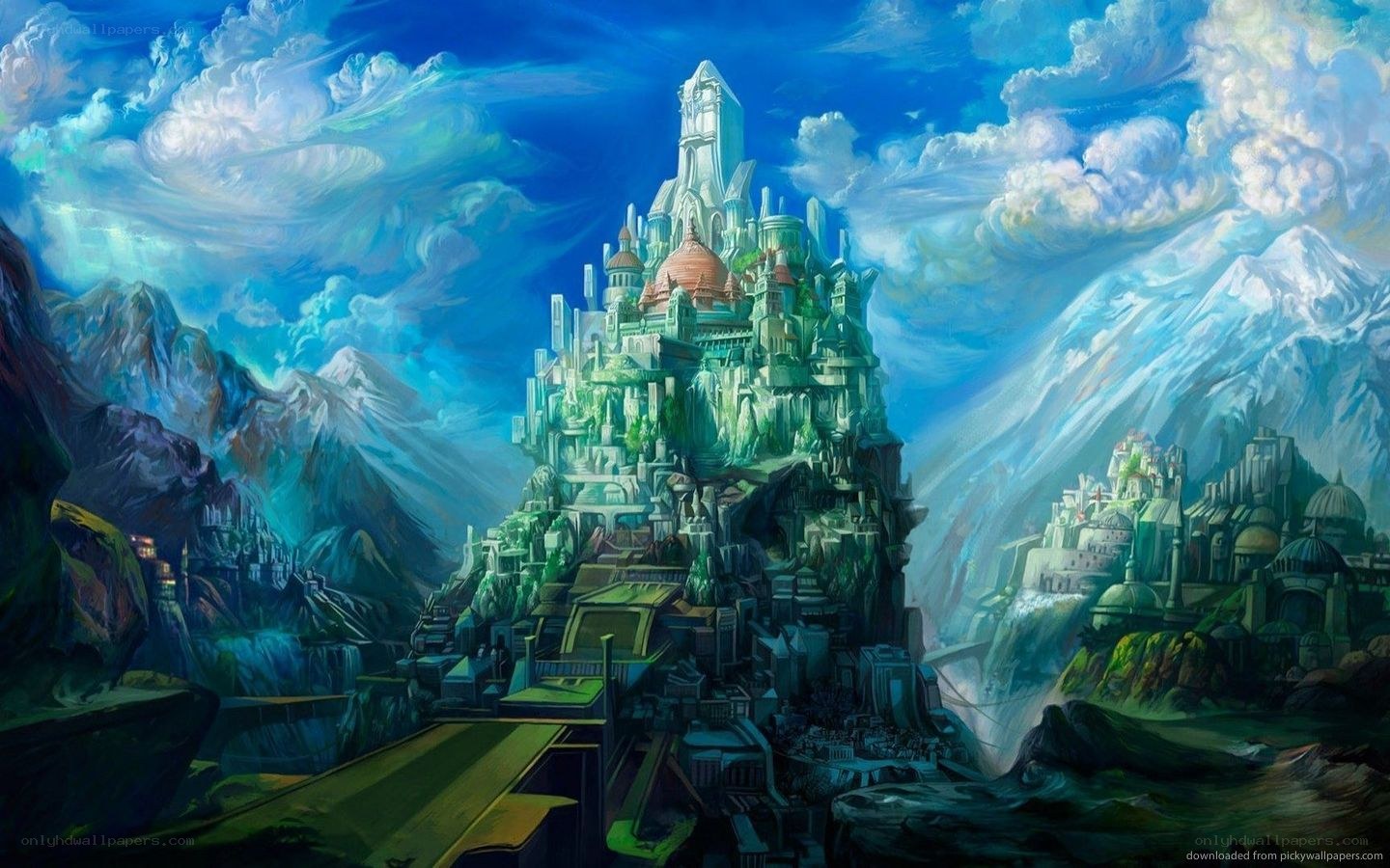 fantasy castle in mountains