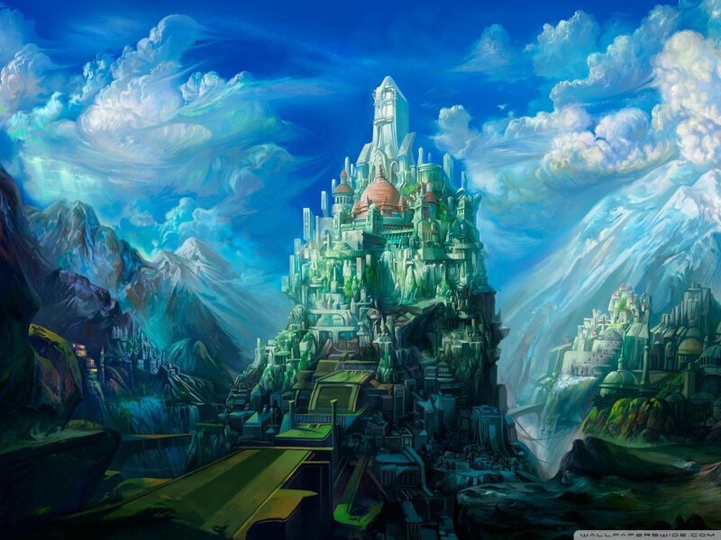 fantasy castle in mountains