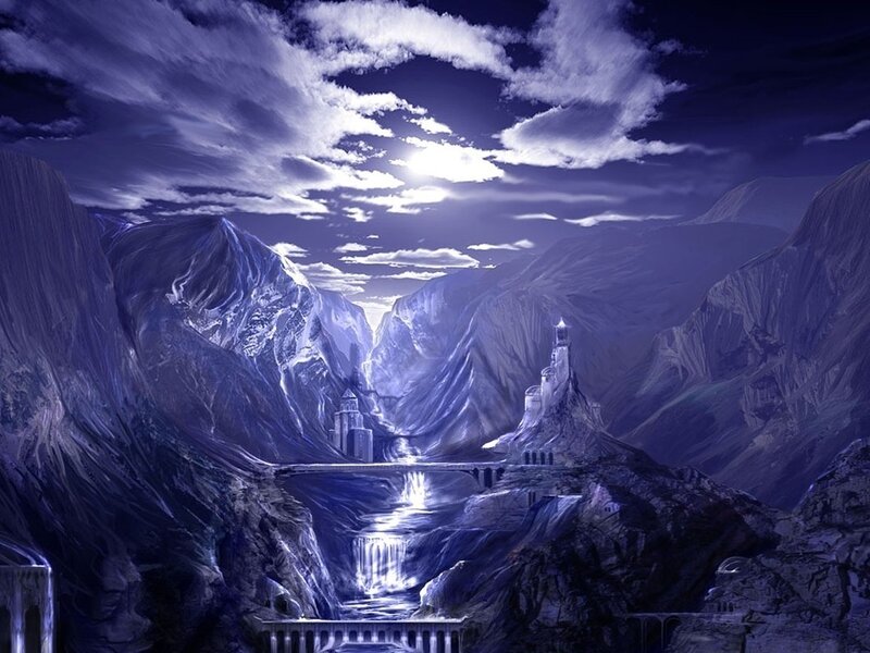 Fantasy Castle in Mountains — Purple