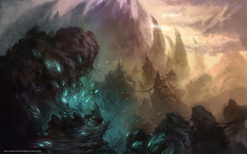 Fantasy Castle in Mountains — Teal