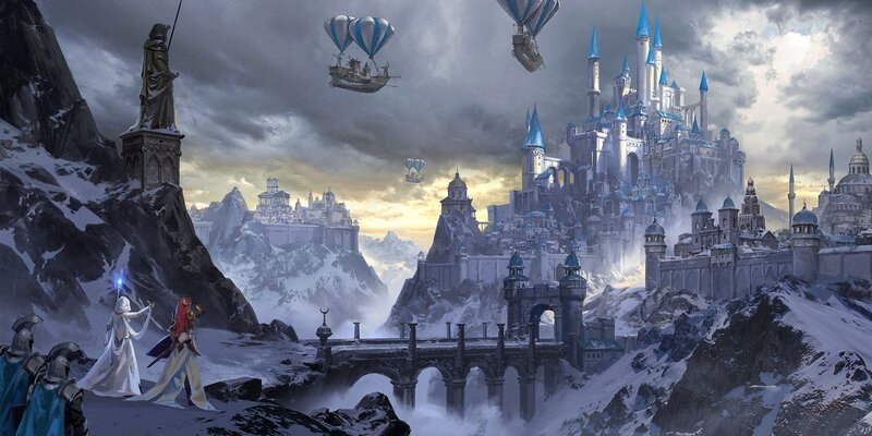 Fantasy Castle in Mountains — White