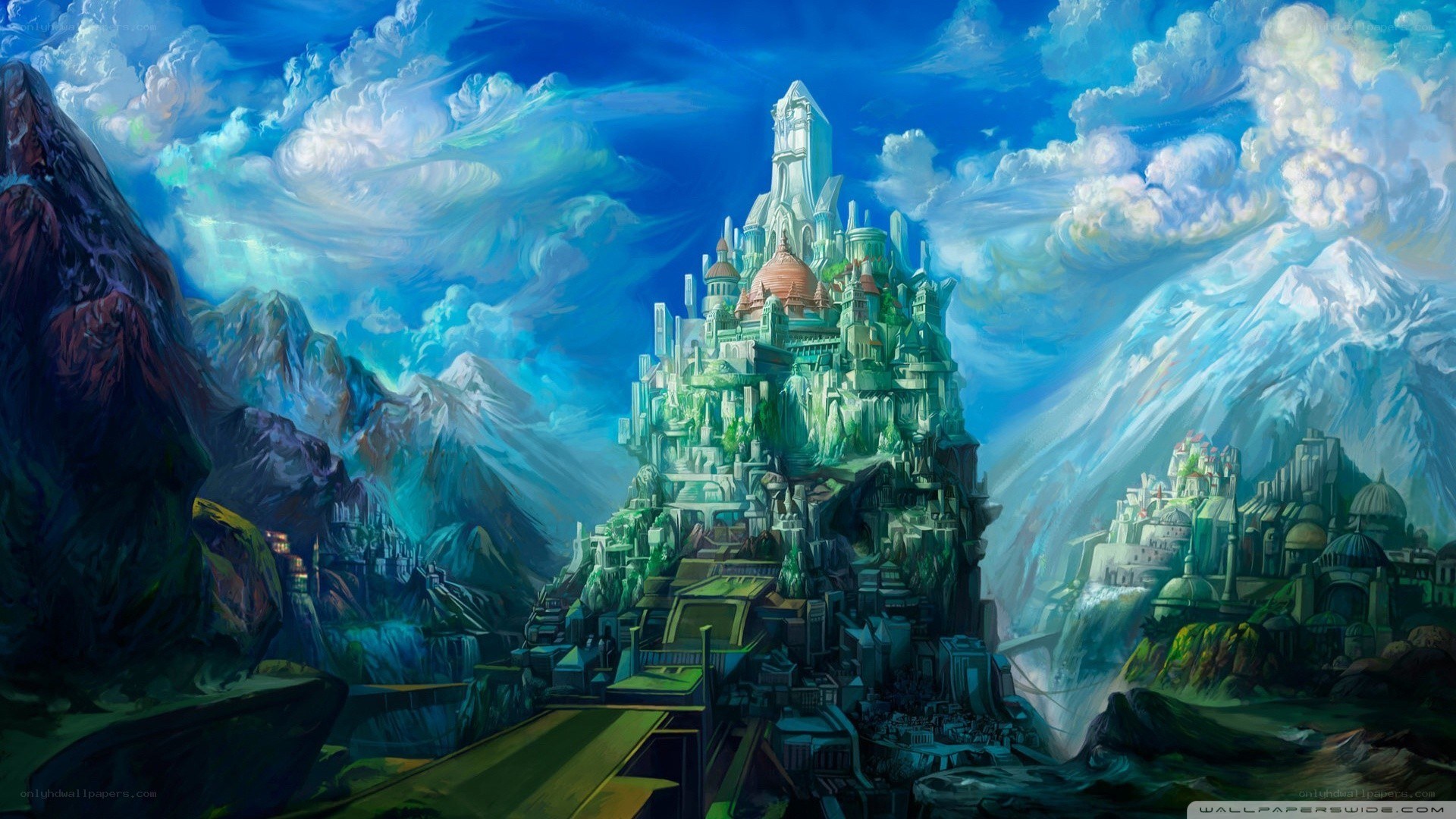 fantasy castle in mountains