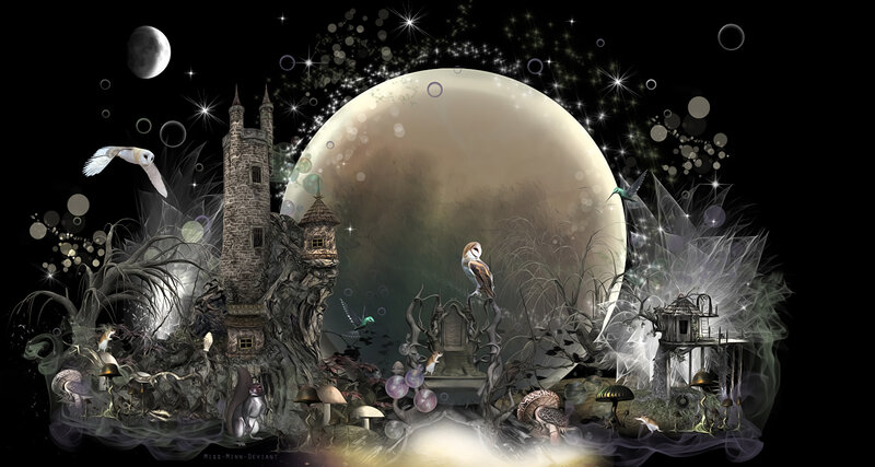 Fantasy Castle Landscape — Black