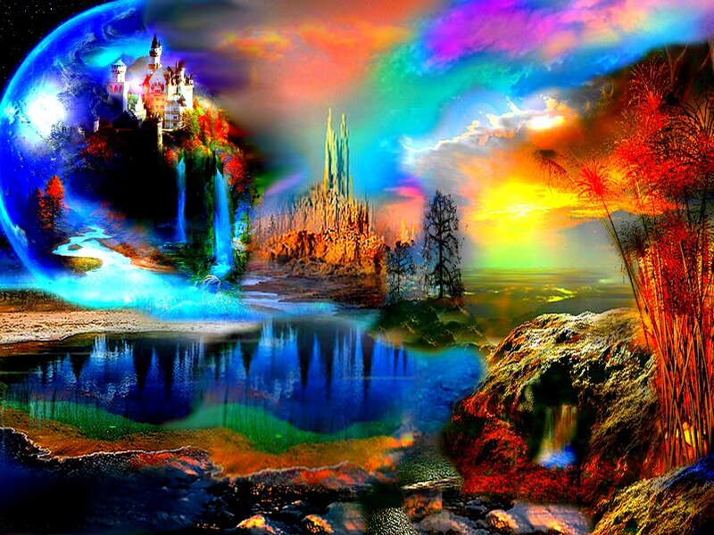 Fantasy Castle Landscape — Blue, Dreamy