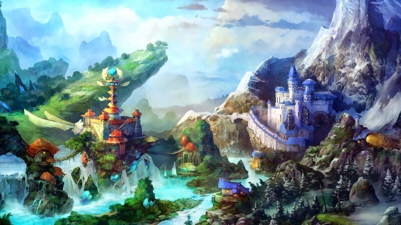 Fantasy Castle Landscape — Blue, Serene, Afternoon