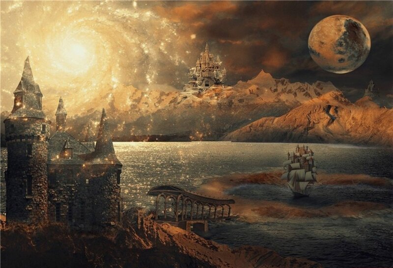 Fantasy Castle Landscape — Brown