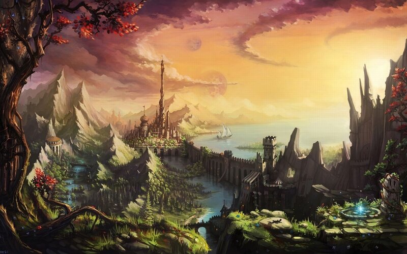 Fantasy Castle Landscape — Purple, Dramatic