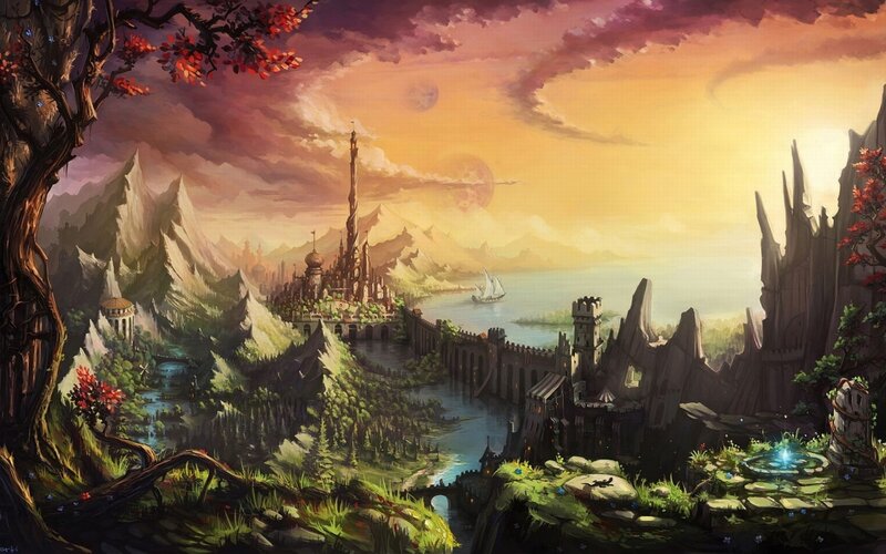 Fantasy Castle Landscape — Purple