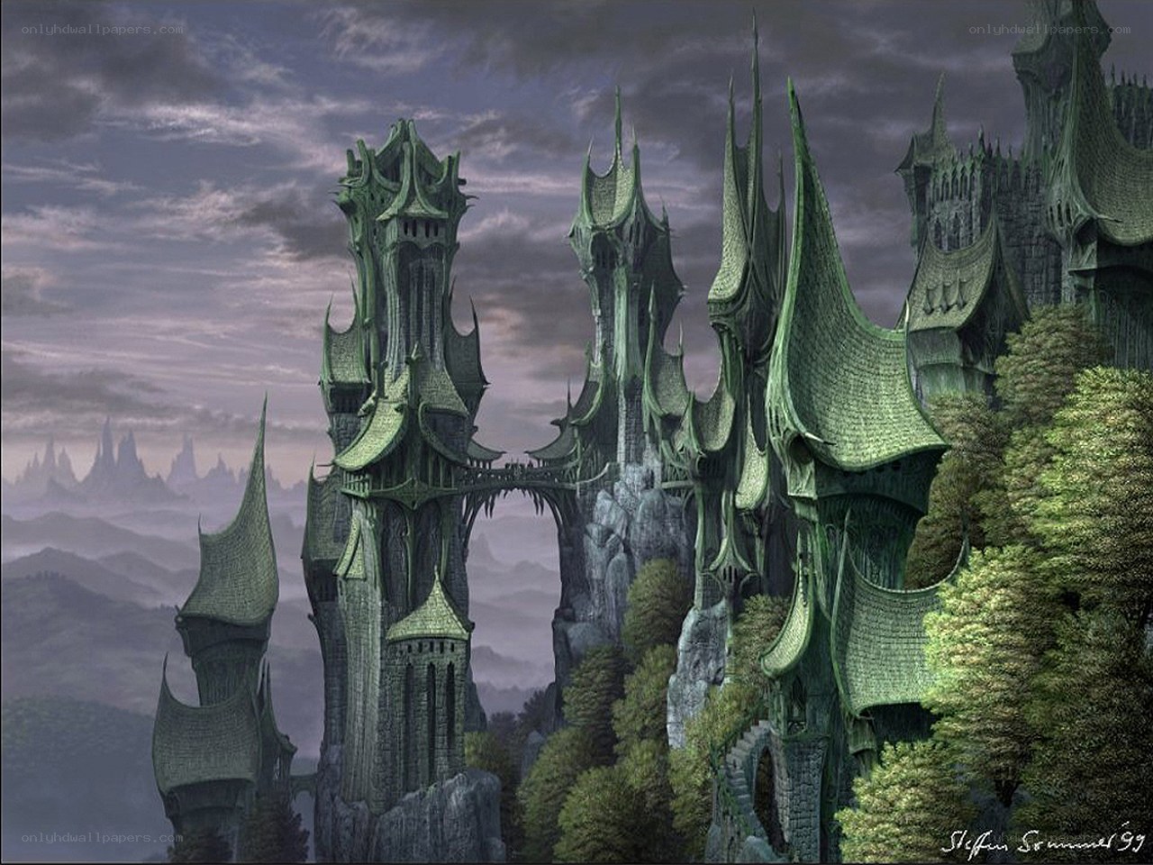 Fantasy castle on a cliff