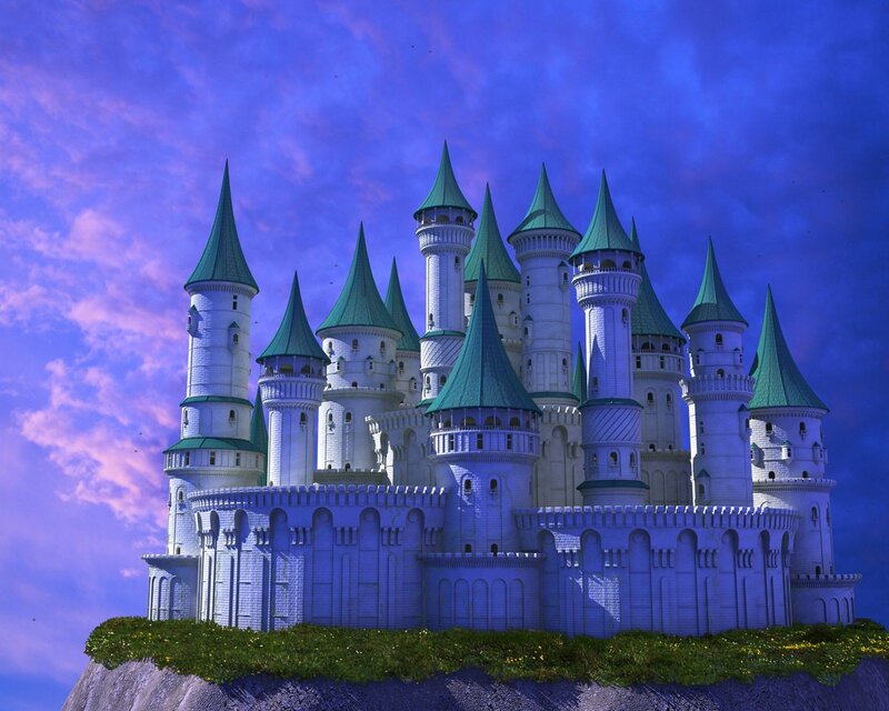 Fantasy castle on a cliff