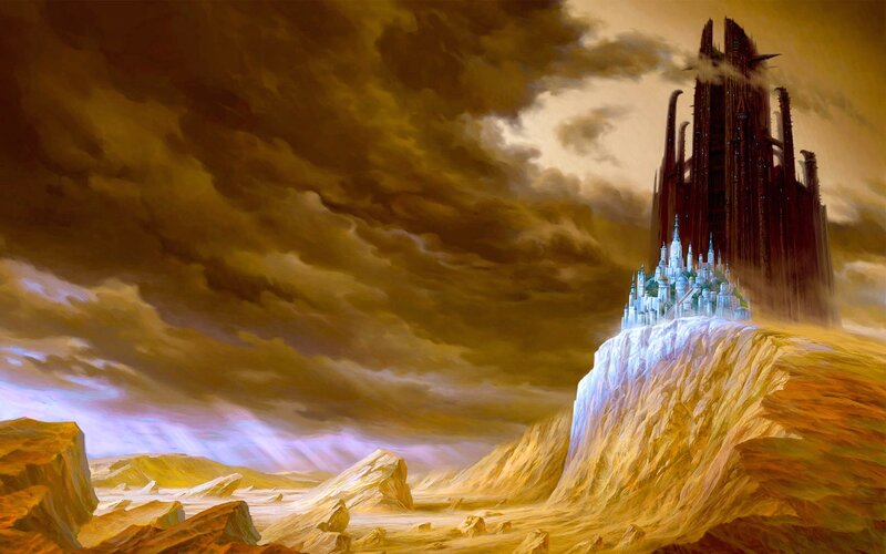 Fantasy castle on a cliff