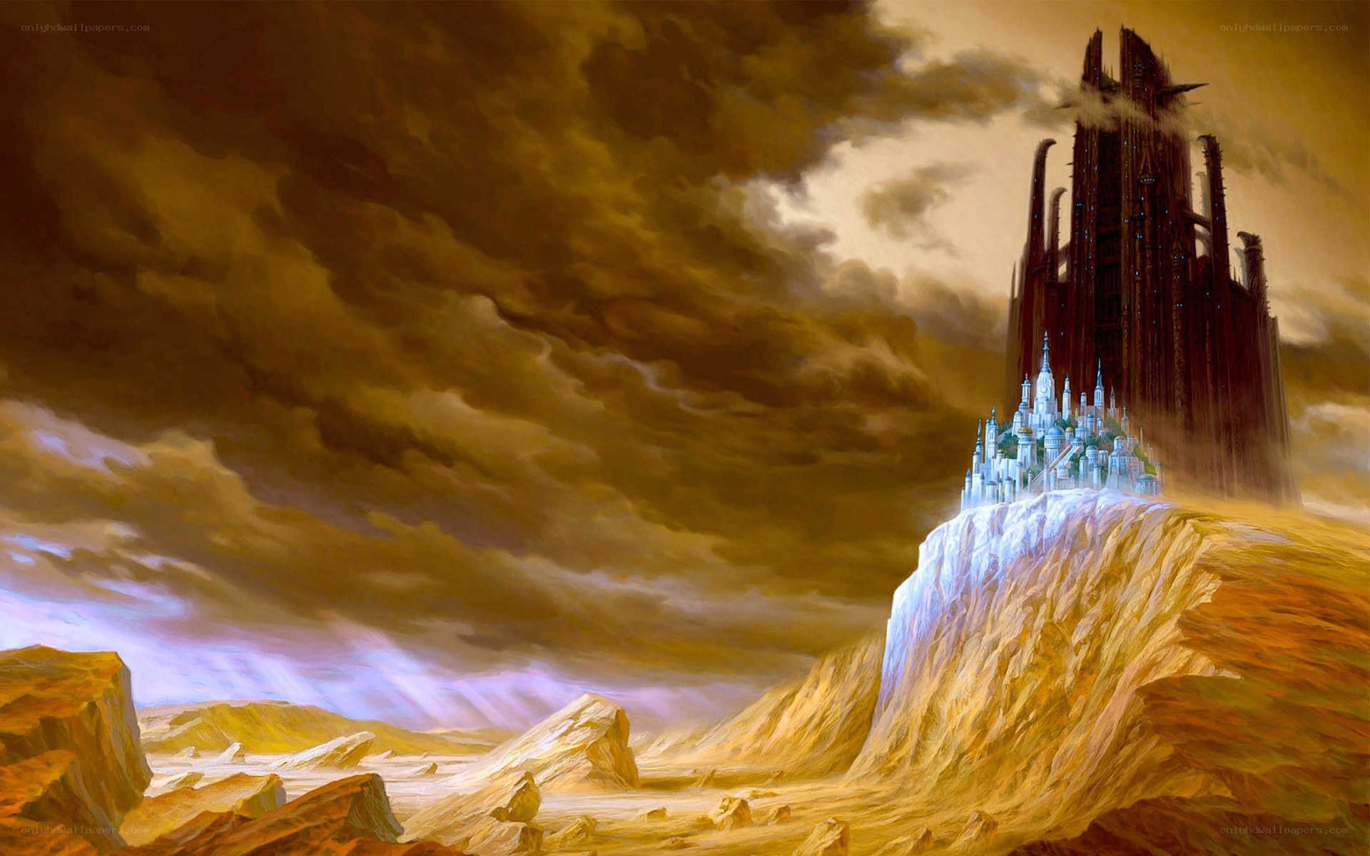Fantasy castle on a cliff