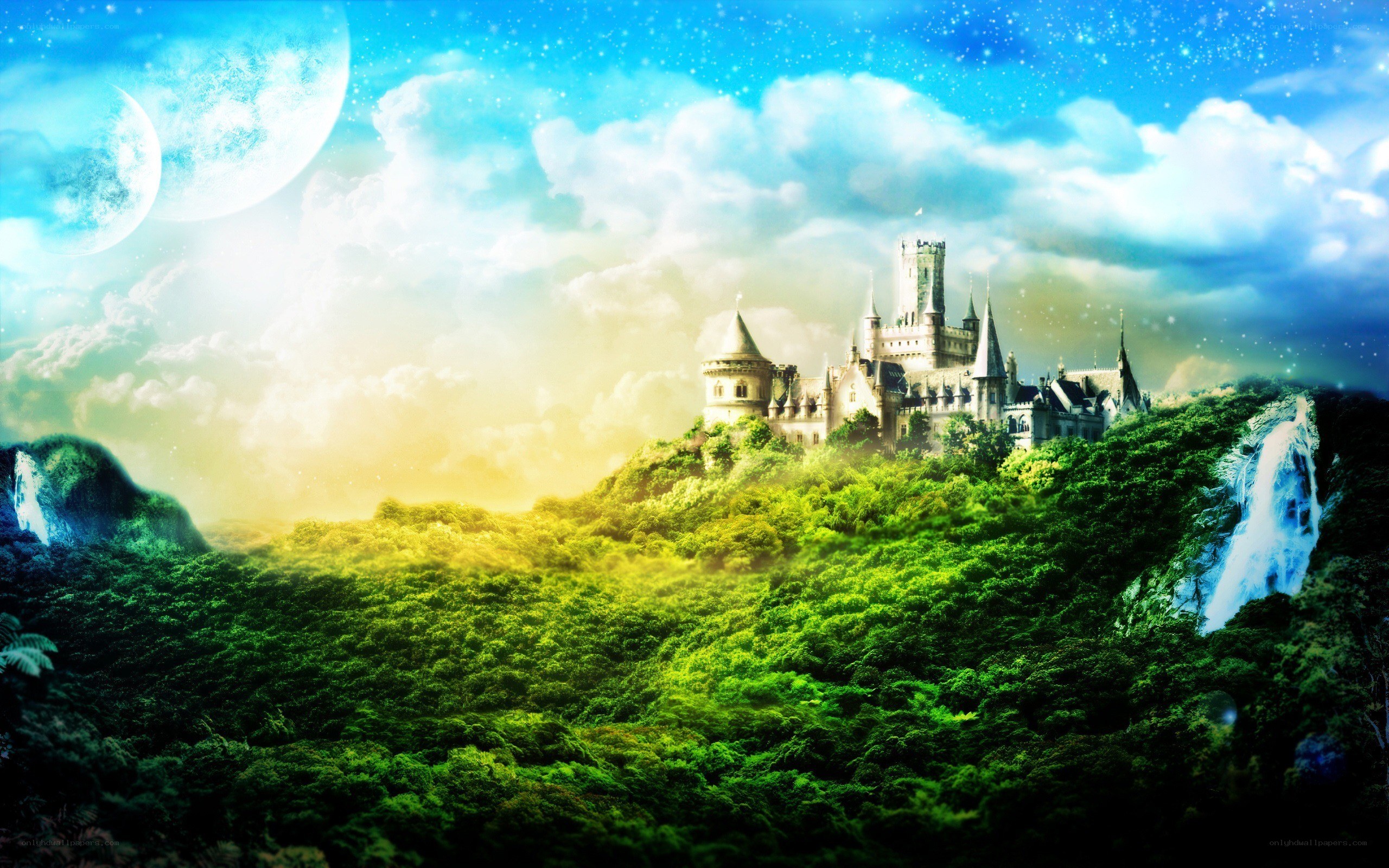 Fantasy castle on a hill