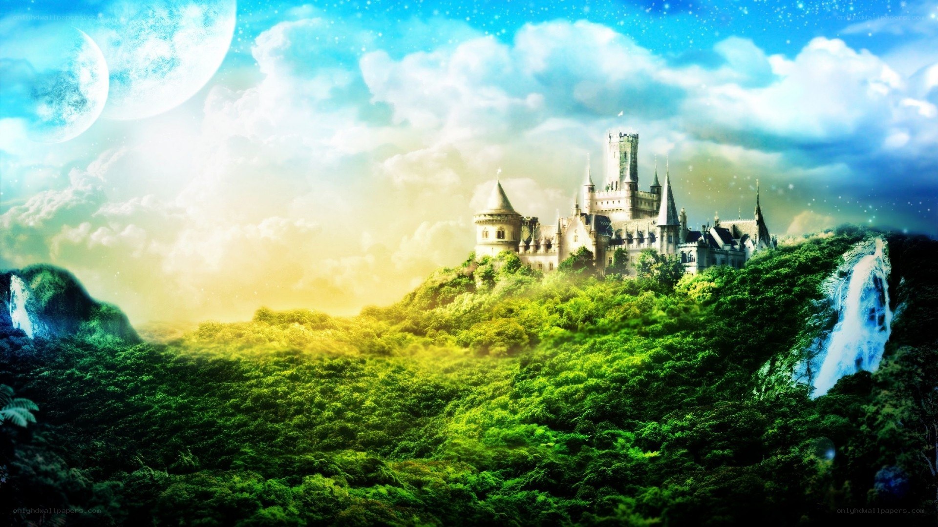 Fantasy castle on a hill