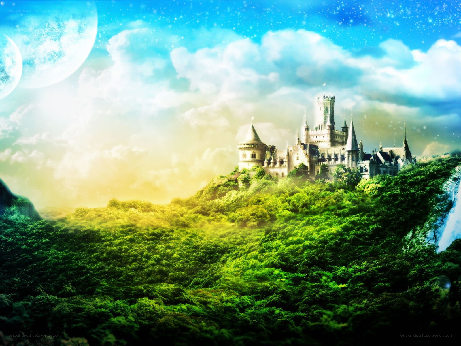 Fantasy castle on a hill