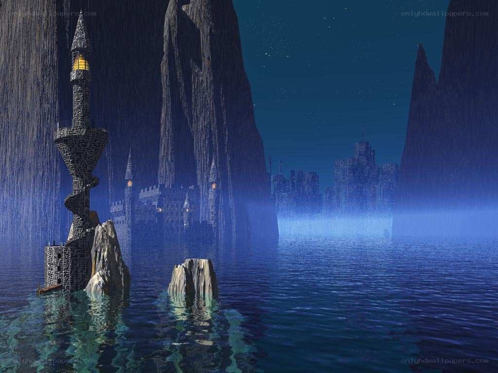fantasy castle on a lake