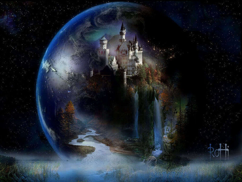 Fantasy castle on a planet