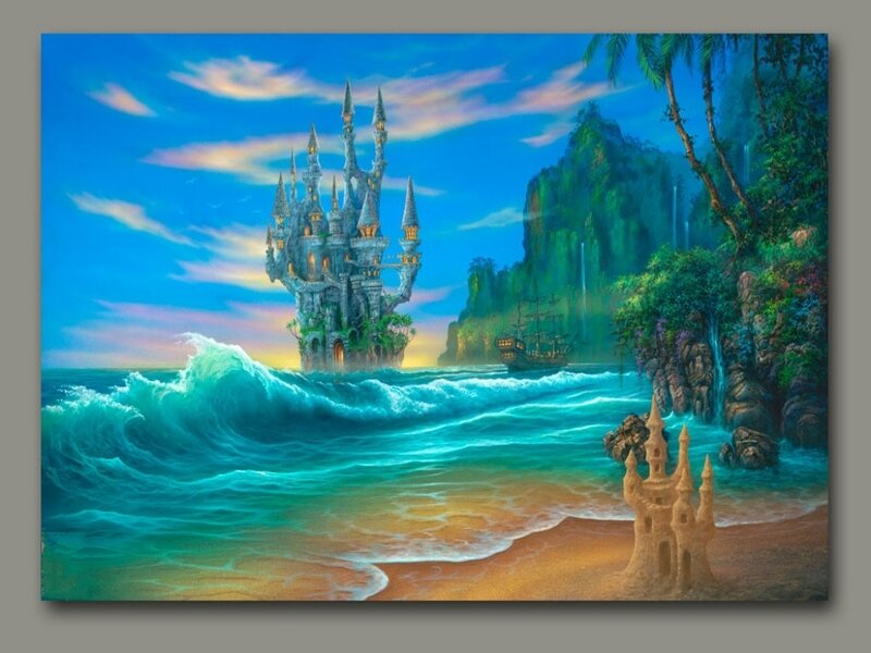 Fantasy castle on a tropical island