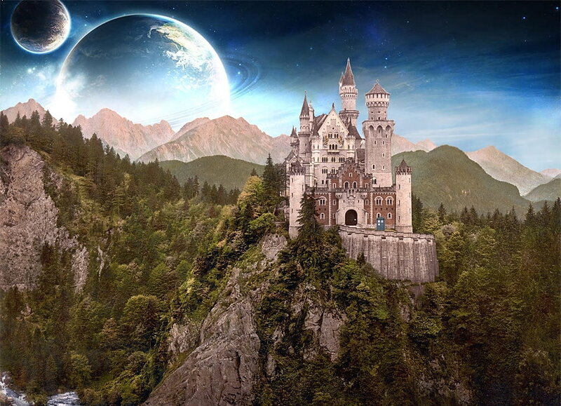 Fantasy castle on alien world