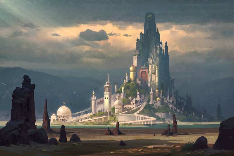 Fantasy Castle on Hill — Gray