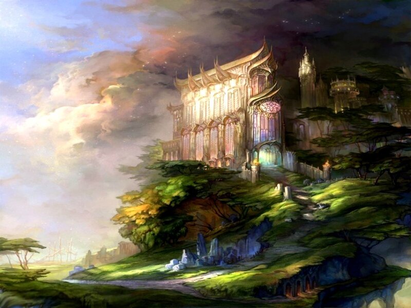 Fantasy Castle on Hill — Green