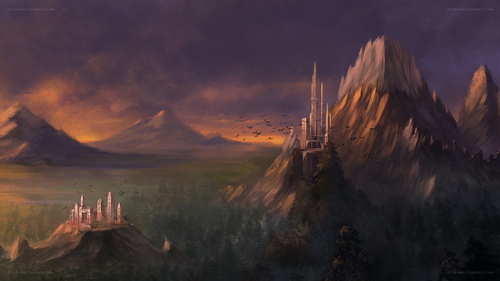 Fantasy castle on mountain peak