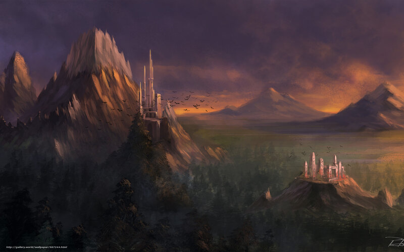Fantasy castle on mountain peak