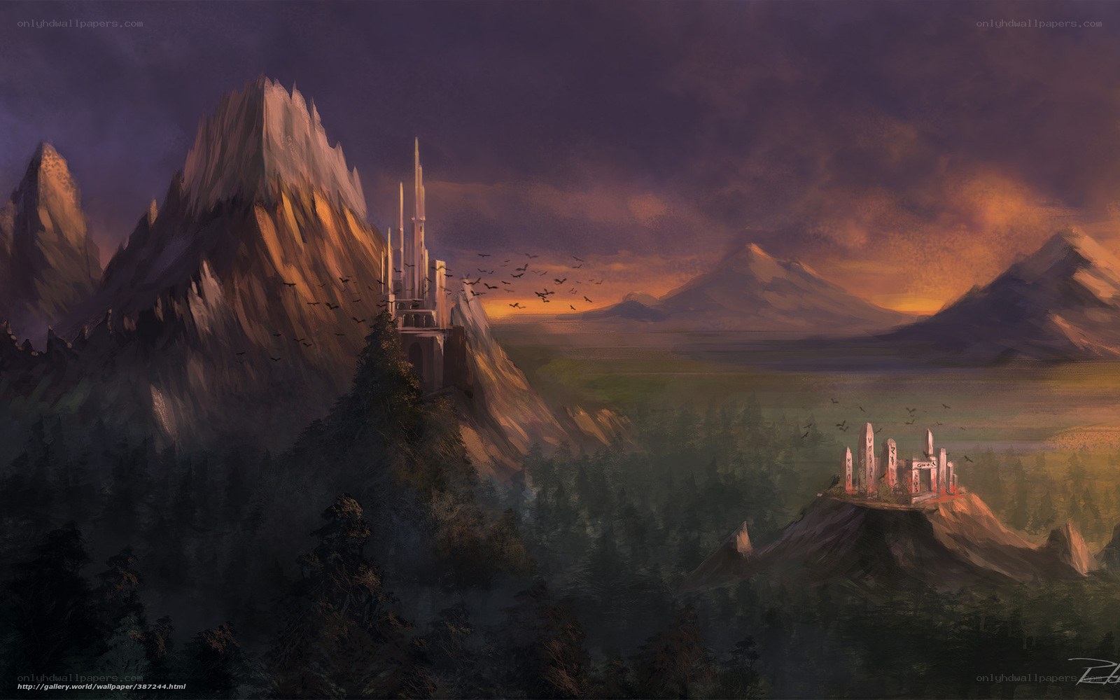 Fantasy castle on mountain peak