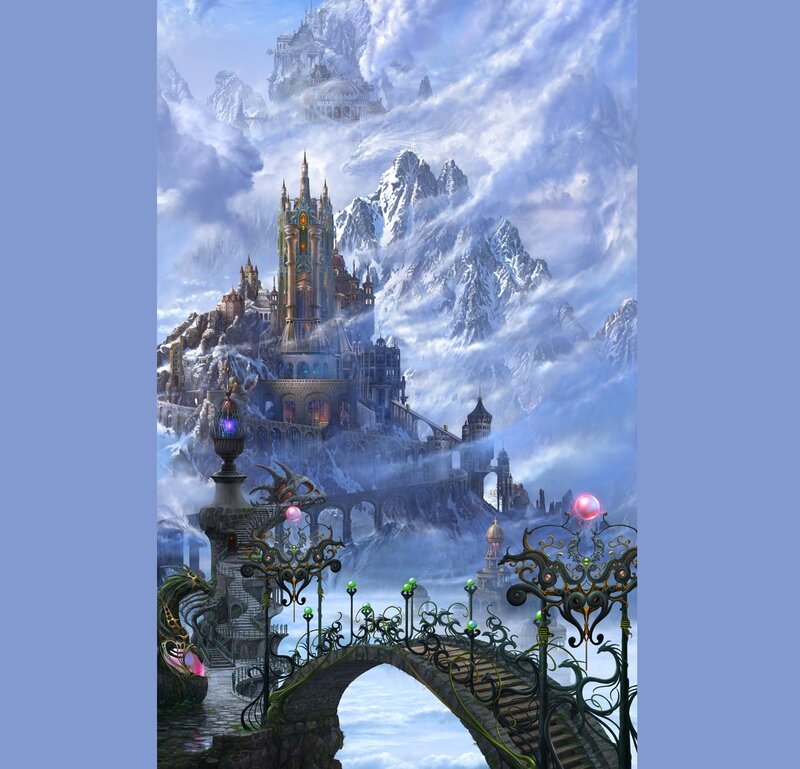 Fantasy Castle on Mountain