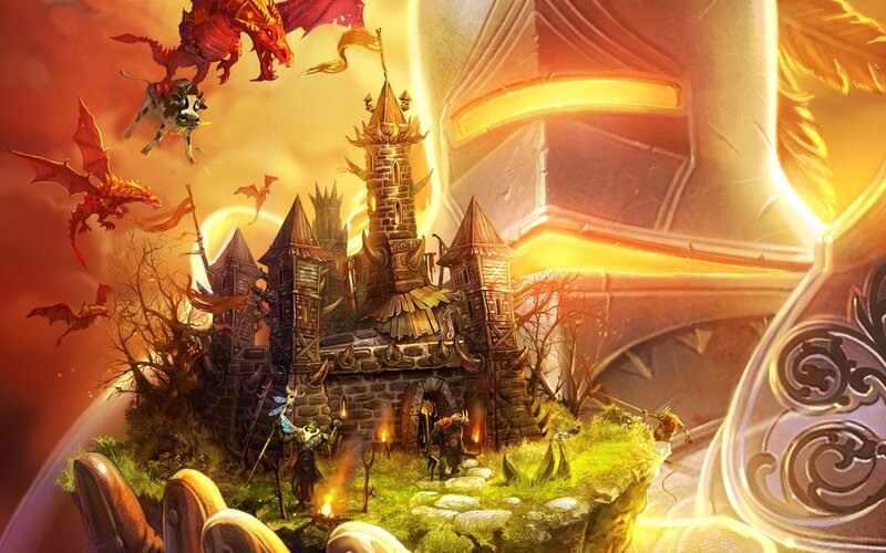 Fantasy castle under attack