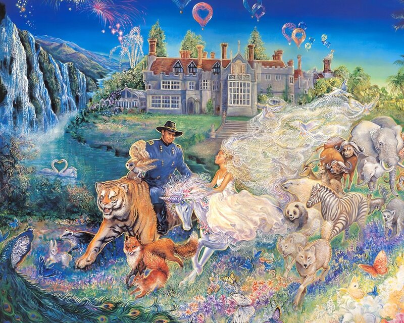 Fantasy castle with animals