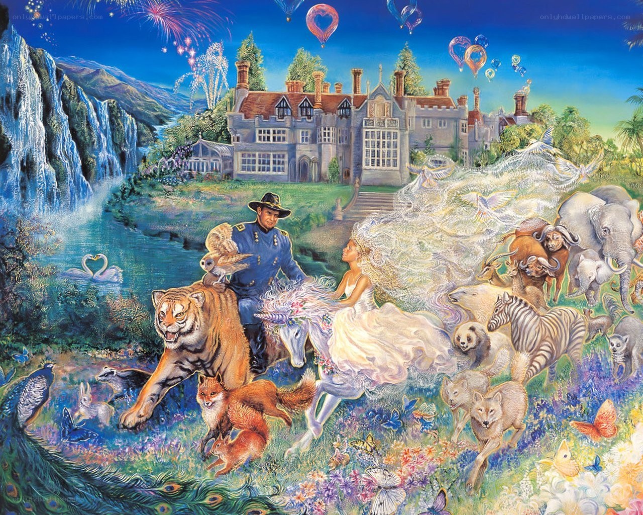 Fantasy castle with animals