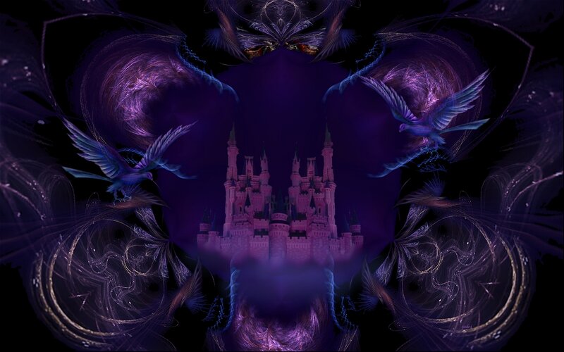 Fantasy castle with birds
