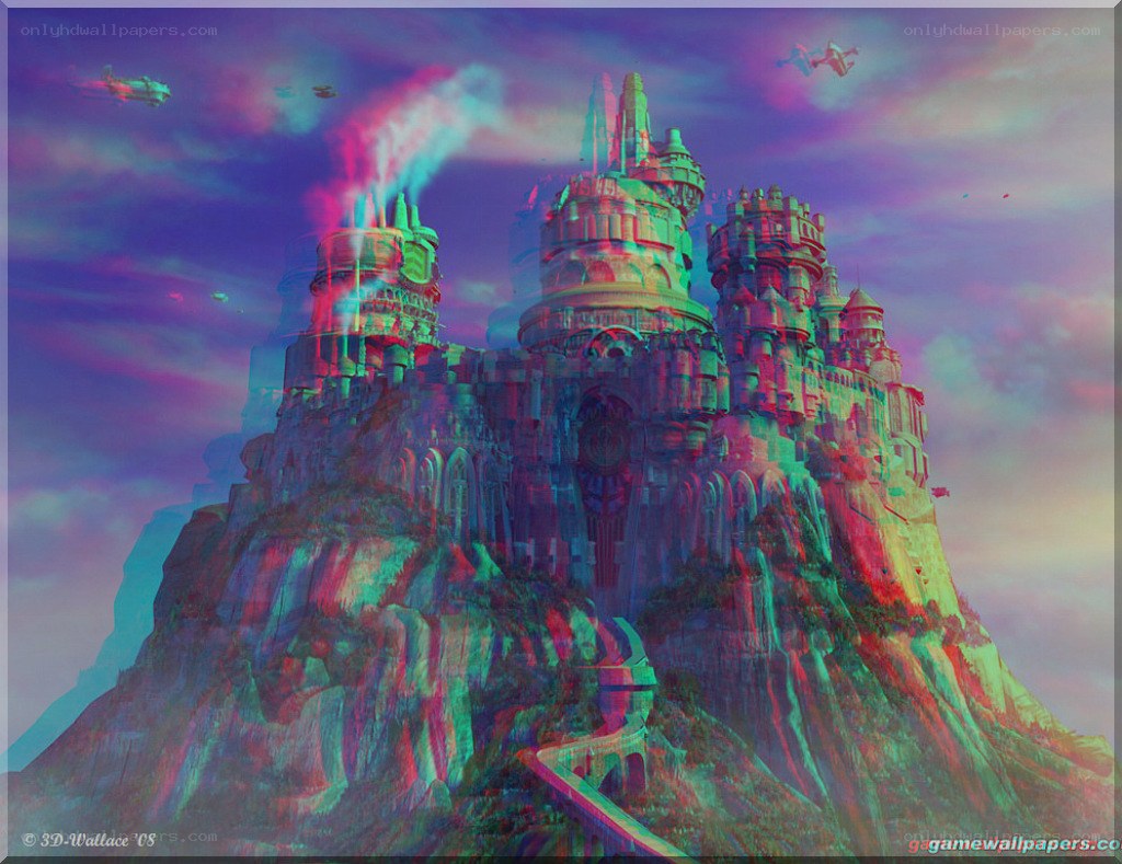 Fantasy castle with flying ships