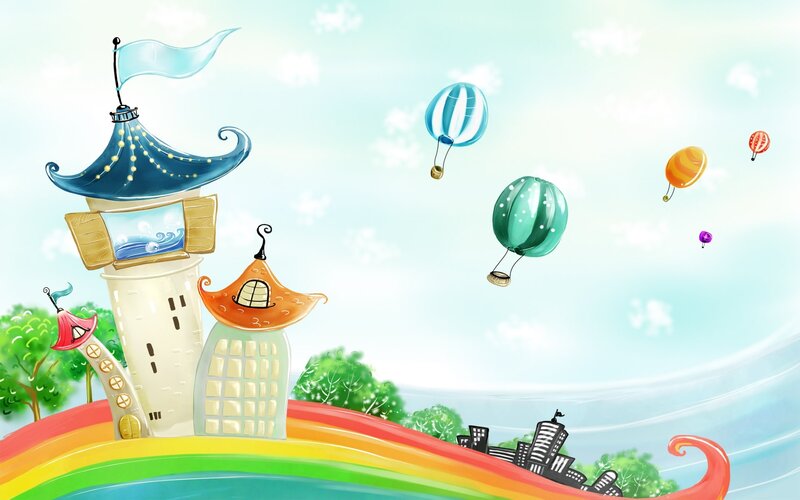 Fantasy Castle with Hot Air Balloons
