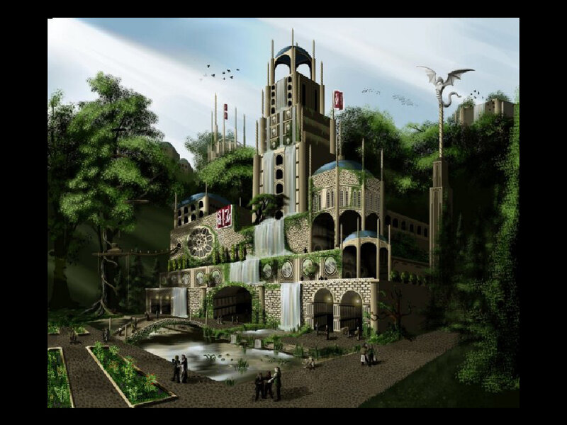 Fantasy Castle with Waterfall