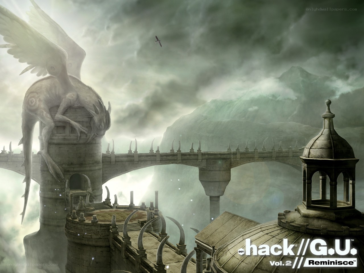 Fantasy castle with winged creature