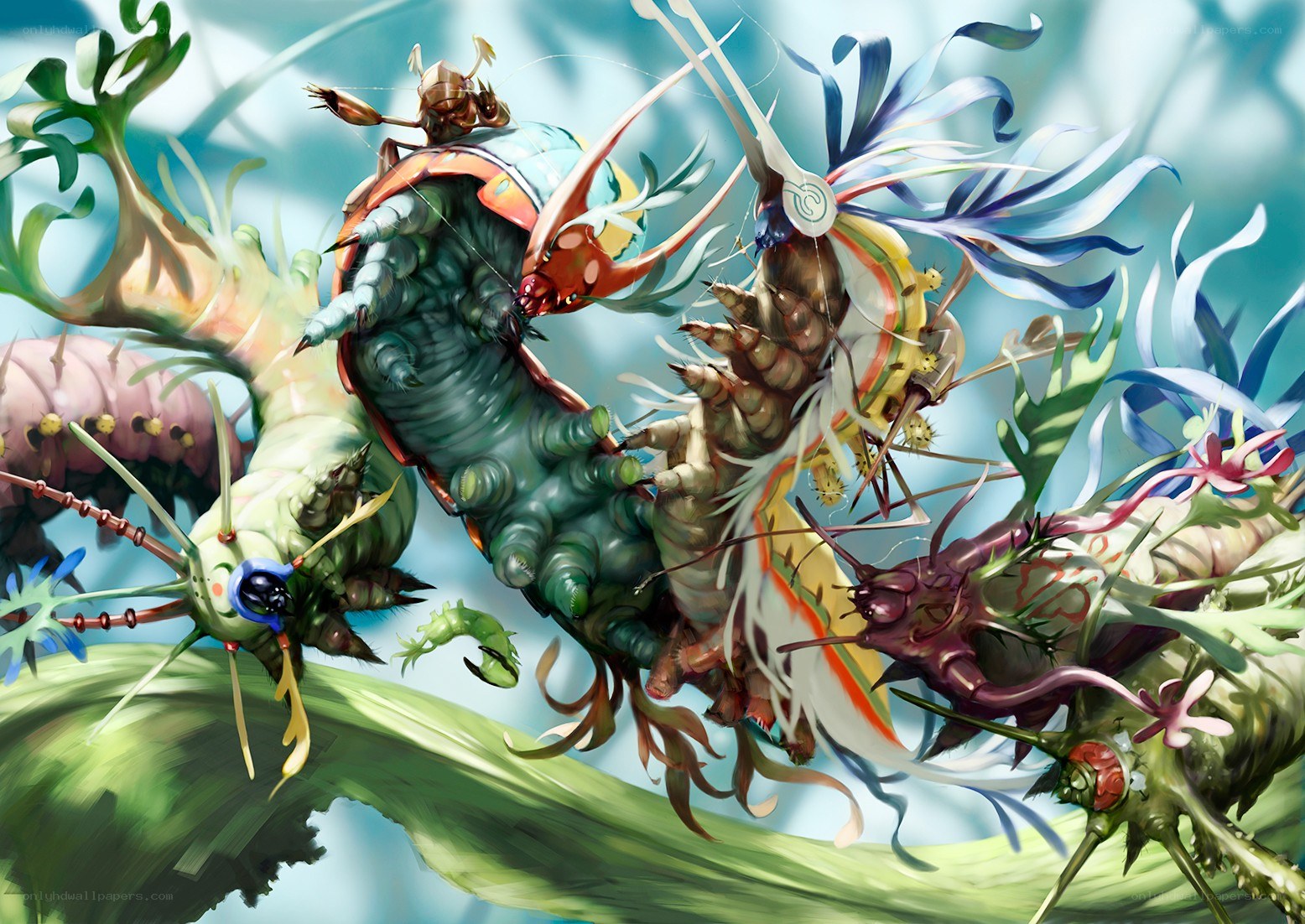 Fantasy caterpillar battle