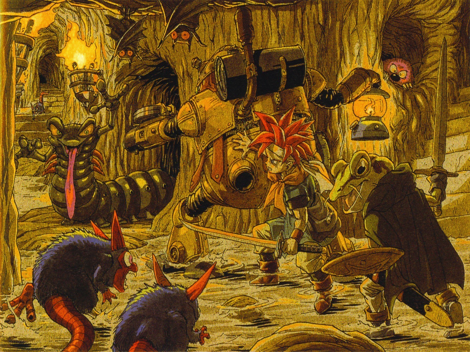 Fantasy cave battle scene