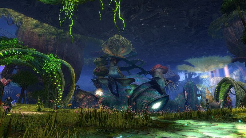 Fantasy Cave with Glowing Plants