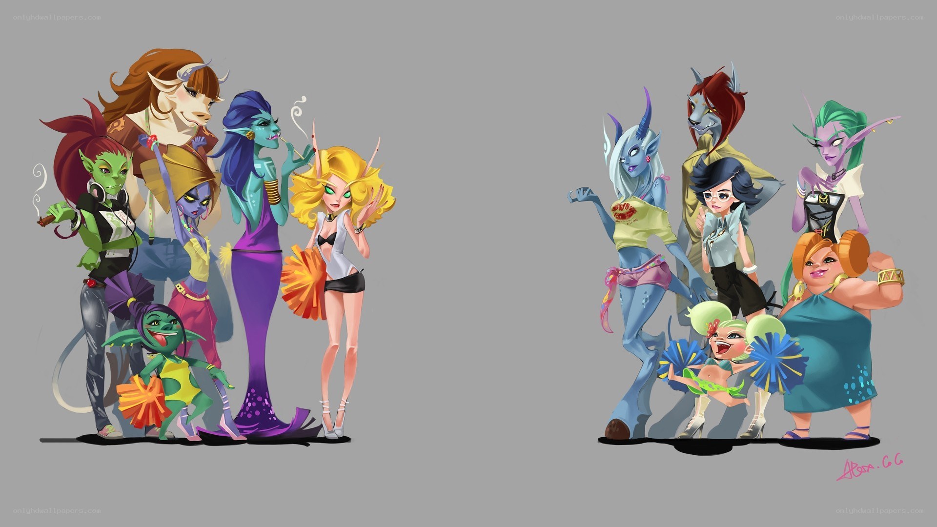 Fantasy character group art